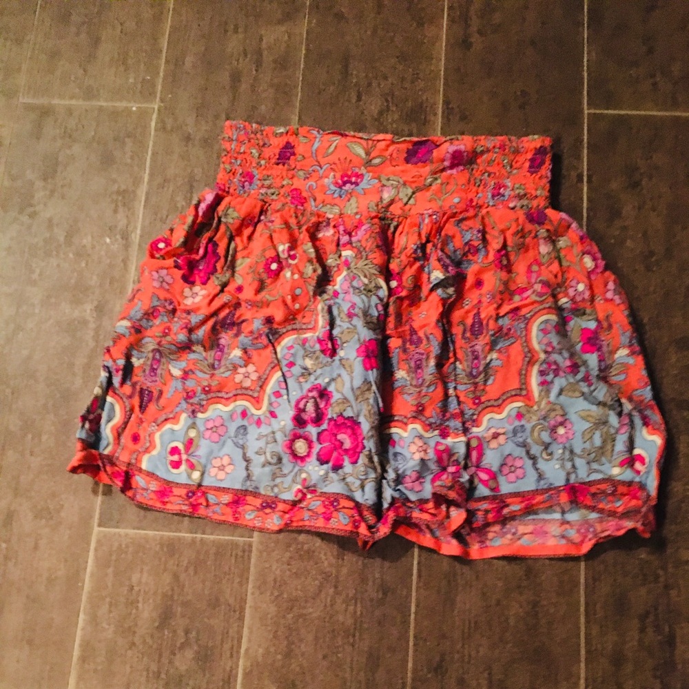 Pink With Flowers Flowy Skirt